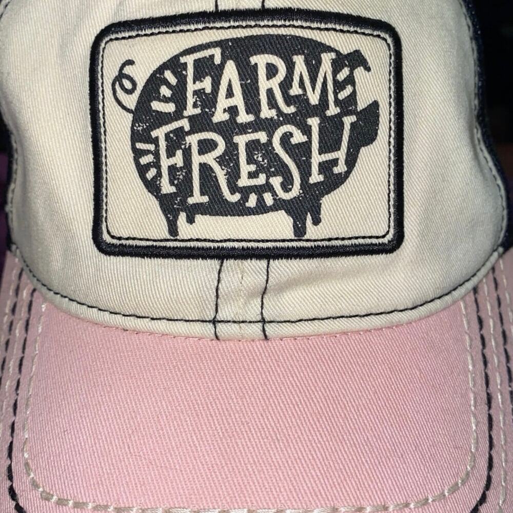 John Deere Farm Fresh Pig Black Pink Hat Mesh Trucker RARE USED Embroidered HTF - Picture 5 of 10